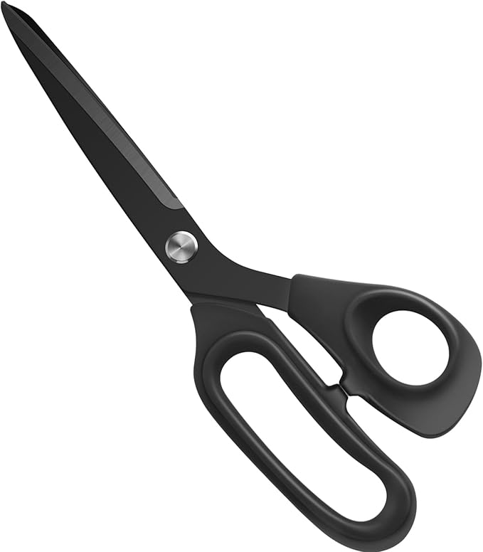 10 inch Black Office Scissors All Purpose, Sewing Scissors for Fabric Cutting, Sharp Titanium Coated Blade, Comfort Grip Soft Handles for Diy Craft, Paper, Art, School, Home