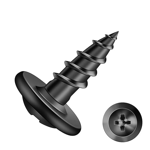 #8 x 1/2" Wood Screw 100Pcs Alloy Steel Standard Thread Truss Head Fast Self Tapping Black Oxide by SG TZH