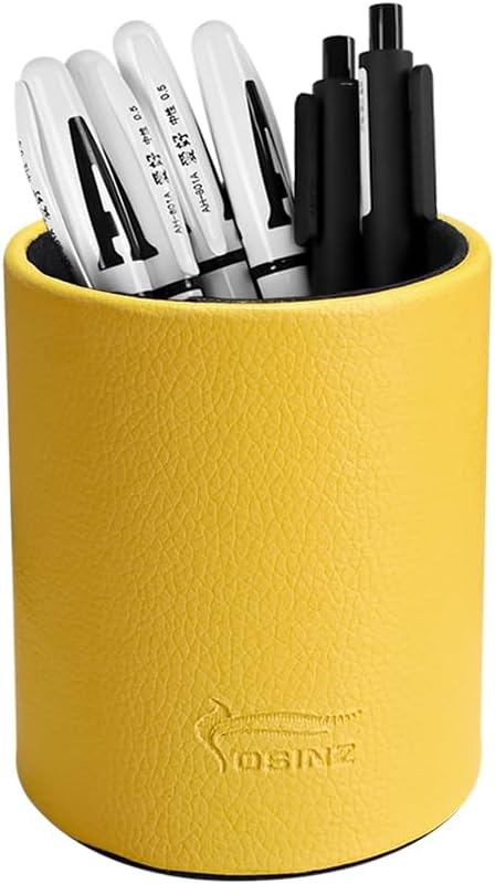 Pen Pencil Holder Cup Container PU Leather Desk Organizer Stand Decor Brush Scissor Holder Decoration Office Desk Home School