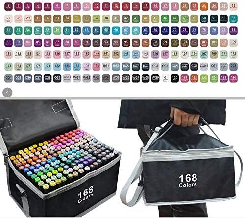 168 Colors Alcohol Markers Dual Tips Permanent Art Pen for Kids & Adult, Alcohol-Based Highlighter Sketch Markers for Painting, Coloring, Sketching and Drawing