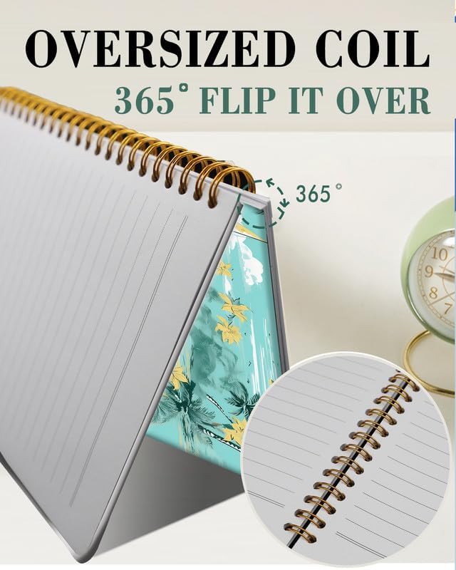 Spiral Journal Notebook,A5 Hardcover Lined Journals for Women Girl 6 x 8.3 in,120 Pages Thick Paper,Cute College Ruled Writing Notebook for Gifts Office Work School(Tropical Summer Island Palm Tree)