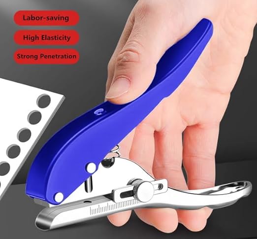Single Hole Punch Heavy Duty Hole Puncher Single Handheld Paper Punch Small Hole Puncher One Hole Punch for Crafts Paper Cards Tags Scrapbook Plastic Cardboard-5/16 inch-8mm, Blue