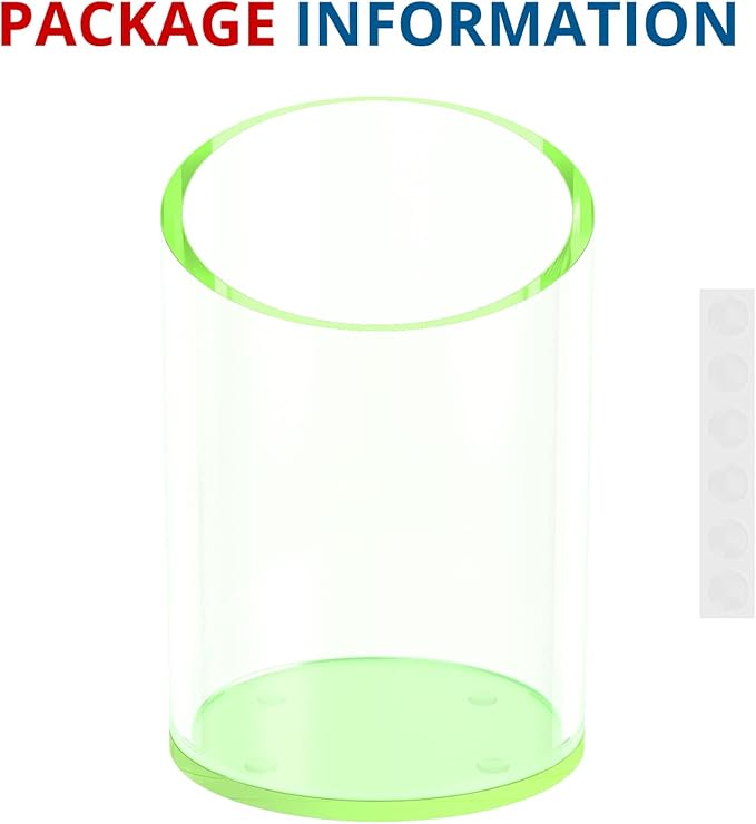 Pen Holder for Desk Organizer, Acrylic Makeup Brush Organizer Sanitizer Holder Pen and Pencil Holder for Office, Home, School, Neon Green