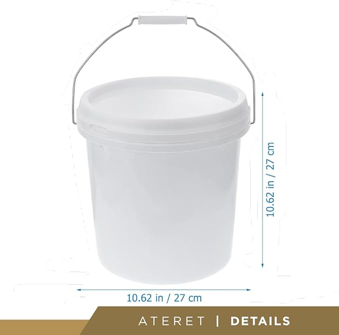 ATERET 2 Gallon White Bucket Only - All Purpose Pails - Food Grade - Made in USA - BPA Free Plastic (12 Pack)