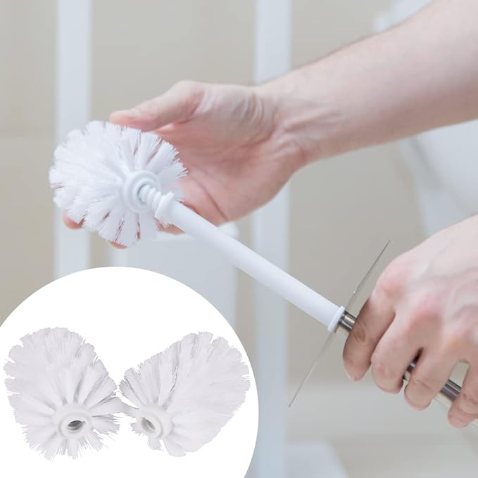 2Pcs Toilet Brush Replacement Head Cleaning Tool, Suitable for Brush rods with a Diameter of 12mm, White