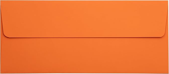 LUXPaper #10 Business Envelopes | Peel & Press | 4 1/8" x 9 1/2" | Mandarin Orange | 80lb. Text | 1,000 Qty
