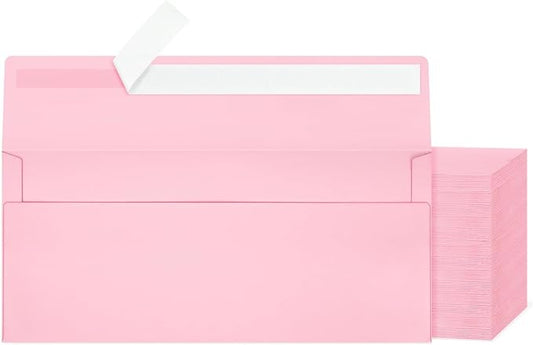 200 Pcs #10 Business Envelopes, Self Seal Standard Envelopes, Windowless Business Mailing Envelopes for Office, Checks, Letters, Invoices, Statements, Wedding, Size 4-1/8 x 9-1/2 inch (Pink)