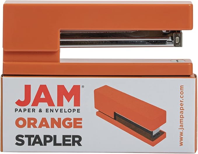 JAM PAPER Modern Desk Stapler - Orange - Sold Individually