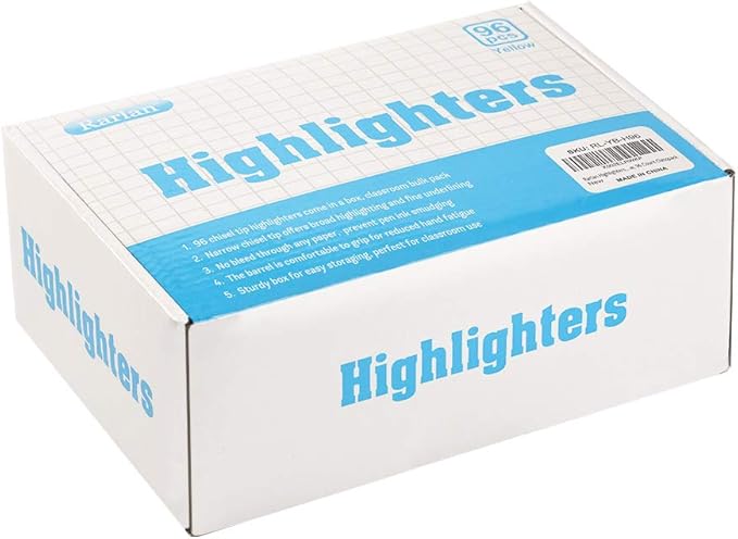 Rarlan Highlighters, Chisel Tip, Fluorescent Yellow, 96 Count Bulk Pack