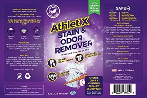 AthletX Amazing Sports Wear Stain & Odor Remover - Grass, Blood & Sweat Stains & Odors - Workout Clothes - Natural Enzymes - USA Made