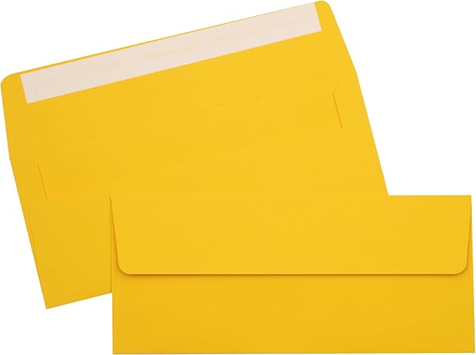 LUXPaper #10 Business Envelopes | Peel & Press | 4 1/8" x 9 1/2" | Sunflower Yellow | 80lb. Text | 250 Qty