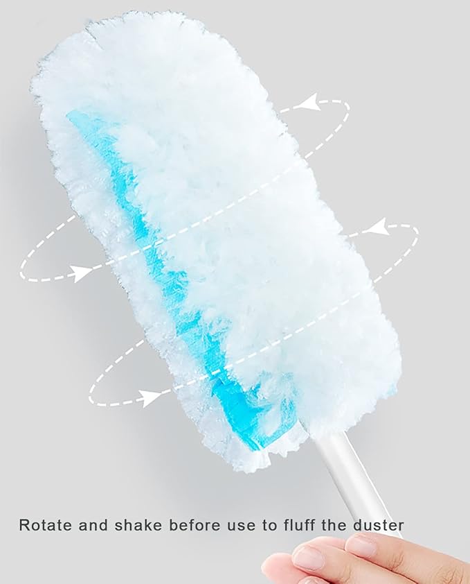 UKEENOR 360 Degree Dusters Multi Surface Duster Refills Kit Extender Handle (1 Long Handle to + 1 Short Handle + 12 Duster Refills)