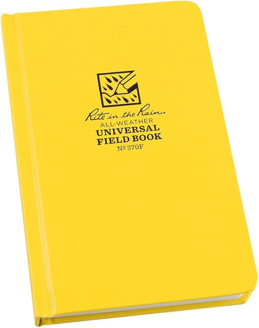 Rite in the Rain Weatherproof Hard Cover Notebook, 4.75" x 7.5", Yellow Cover, Universal Pattern (No. 370F)