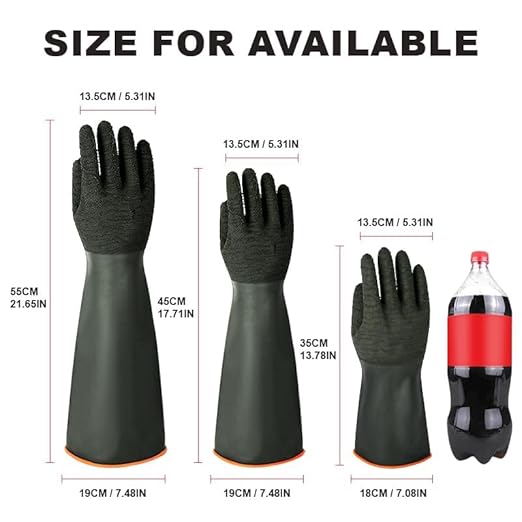 North Tower Heavy Duty Rubber Gloves, Industrial Gloves Waterproof Reusable Protective Work for Cleaning, Dishwashing,Upgraded with Non-Slip Design, Black (22in,2pair)