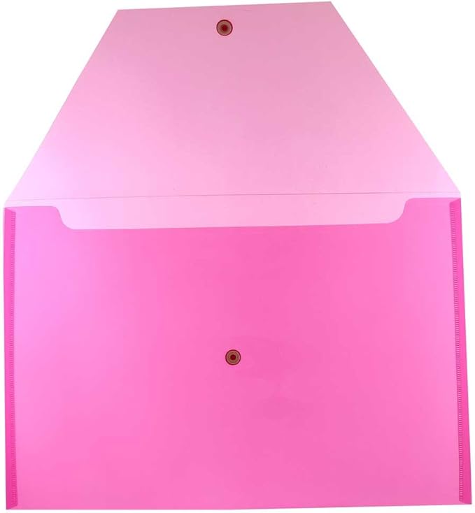 JAM PAPER Plastic Envelopes with Snap Closure - Legal Booklet - 9 3/4 x 14 1/2 - Fuchsia Pink - 12/Pack