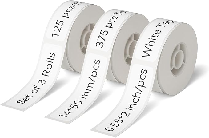 NIIMBOT Thermal Label 3 Rolls Set Home School Office Storage and Organization for NIIMBOT D11 D110 D101 H1S Label Maker (1450WHITE)
