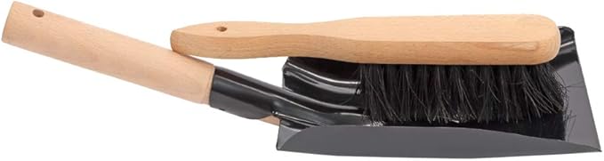 Aboniris Coal Shovel and Hearth Brush Set Made of Natural Wood and Coco Bristles, Hearth Tidy Set, Fireplace Shovel and Brush, Fireplace Tool Set, Metal Brush Pan Set, Fireplace Tools, Firepit Tools