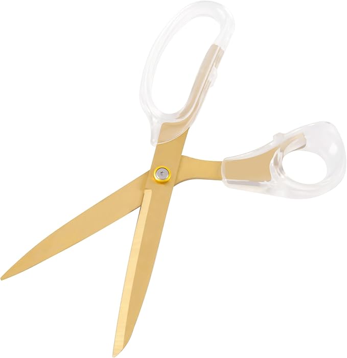 Acrylic Gold Scissors, 9” Ultra-Sharp Titanium Coated Blades and Sharp All-Purpose Scissors, Sewing, Office, Comfortable Handle Design, Versatile Usage