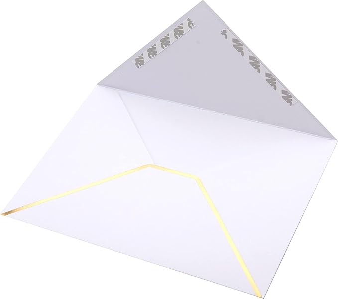 A7 Envelopes - V Flap Foil Border Luxury Mailing Envelopes for 5" x 7" Cards - for Wedding, Invitations, Baby Shower, Photos, Graduation, Birthday, Bridal Shower - 5.25" x 7.25" (White, 25 Pack)