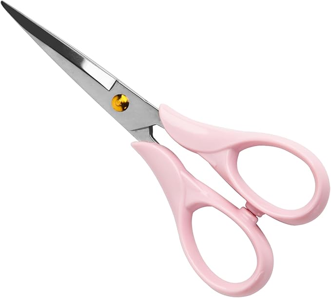Gold Scissors, Stainless Steel Blade with Acrylic Handle, All Purpose Scissor for Office, School, Home, Fabric Shears, Tijeras (6.3" Pink)