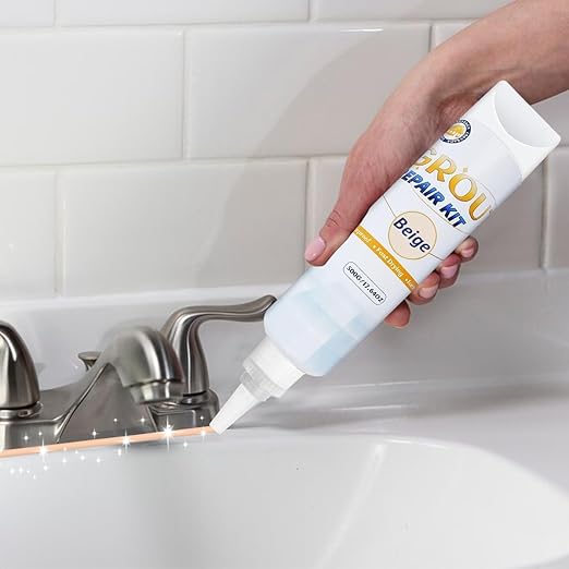 Tile Grout Repair Kit - 17.64oz Beige Grout Filler for Shower, Bathroom & Floor Tile - Waterproof Grout Sealer to Restore & Renew Grout Lines - Quick Drying, Easy to Use Tube