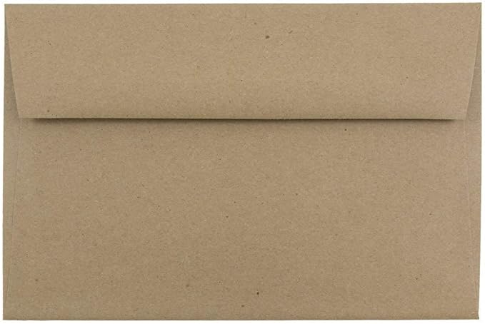 JAM PAPER A9 Premium Invitation Envelopes - 5 3/4 x 8 3/4 - Brown Kraft Paper Bag - 50/Pack