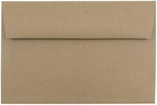 JAM PAPER A9 Premium Invitation Envelopes - 5 3/4 x 8 3/4 - Brown Kraft Paper Bag - 50/Pack