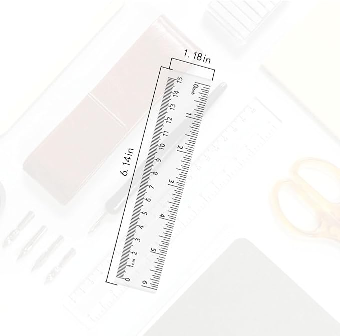 4 Pack Clear Plastic Straight Rulers, Clear Ruler Bulk, Transparent Ruler with Centimeters and Inches, for Class, Office (6 inch)