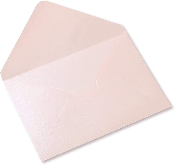 PONATIA 50 PCS/Pack A7 Envelopes, 5.25 x 7.48'' Sparkle Blush Pink Envelopes, Perfect for 5 x 7'' Wedding Invitation Cards, Graduation Invite, Acrylic Invitations, Photos