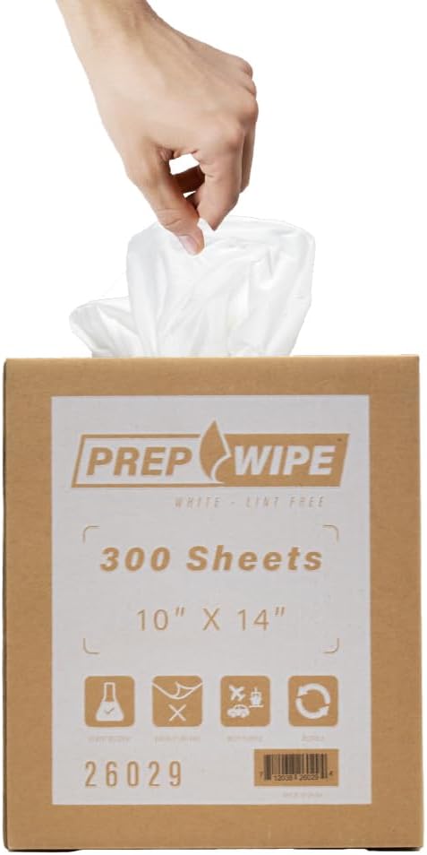 Prep Wipe white Lint Free Cleaning Towels Pack of 300 Sheets, 10" x 14" - Multi-purpose, Reusable, Perforated, Industrial Grade Perforated Sheets (White, Pack of 1)