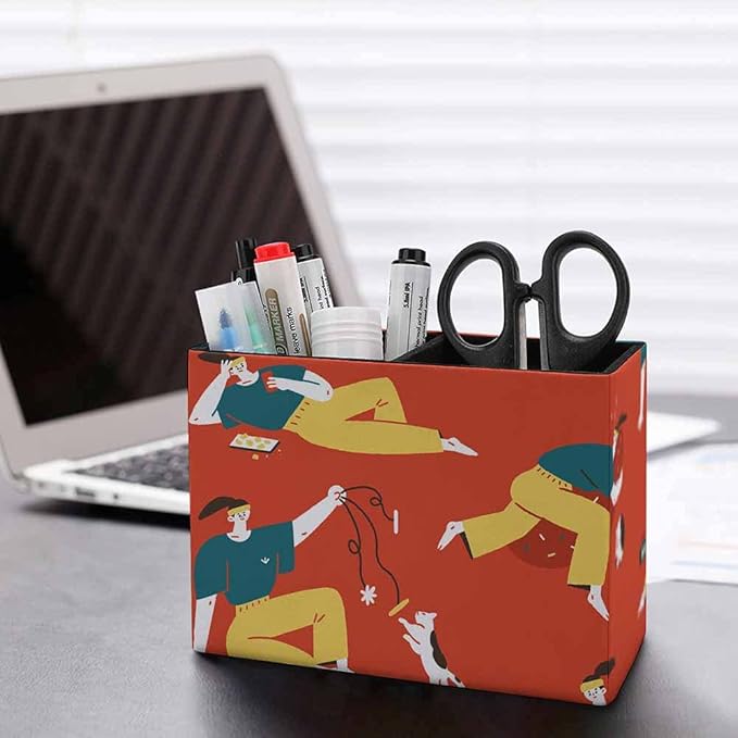 Custom Leather Pen Holder - Personalized Office & Home Storage Box with Logo, Text & Picture (Desk Pen Organizer)