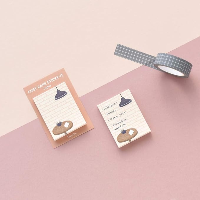 Monolike Cosy Cafe Sticky-it - 5p Set Self-Adhesive Memo Pad 50 Sheets