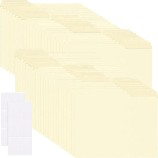 48 Pack Colored Plastic File Folders with Tabs and Sticky Labels Sturdy 1/3 Cut Tab Manila File Folders Letter Size 8. 5 x 11 Inch for Office Home Supplies Organizer Documents(Beige)