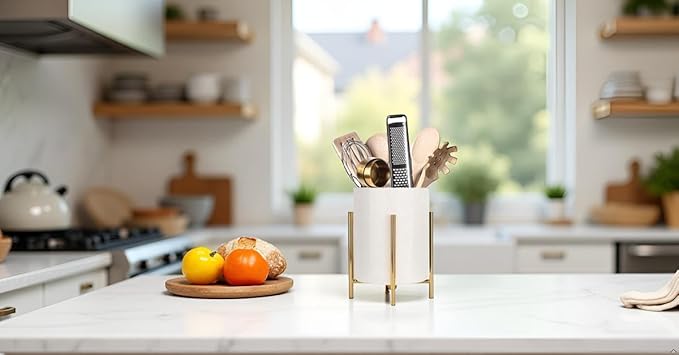 Office Organization Pen holder for desk With Silver Ceramic Pen Holder For Desks and kitchen Appliance Holders