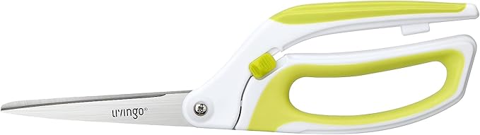 LIVINGO 10" Spring Action Fabric Scissors, Professional Sewing Scissors for Tailor Dressmaker, Spring Loaded Heavy Duty Fabric Shears for Crafting with Comfort Handle, All purpose(Green/White)