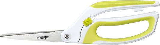 LIVINGO 10" Spring Action Fabric Scissors, Professional Sewing Scissors for Tailor Dressmaker, Spring Loaded Heavy Duty Fabric Shears for Crafting with Comfort Handle, All purpose(Green/White)