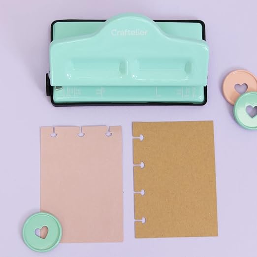 Craftelier - 4 Disc Planner Hole Punch | Adjustable Hole Puncher for Discbound Notebooks & Journaling Supplies | Punches up to 3 Sheets of 90 g/m2 | Aprox. Size 5.75" x 3.14" x 2.95"