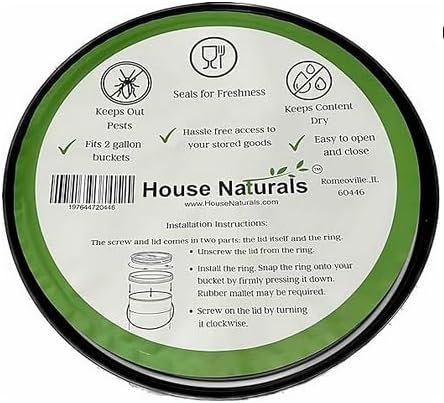 House Naturals 2 Gallon Food Grade Plastic Bucket with Screw on lid- 3 Colors- Made in USA containers- Pack of 3