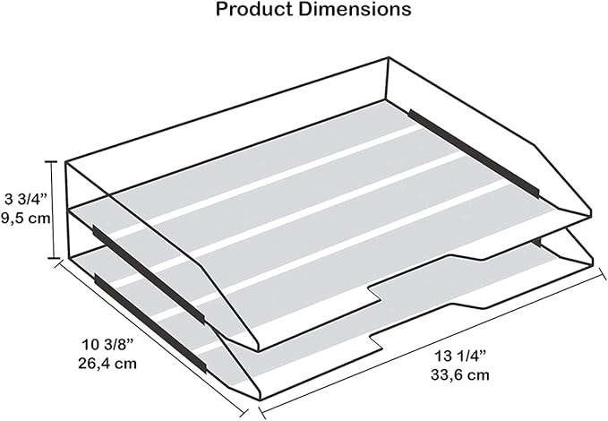 Acrimet Stackable Letter Tray 2 Tier Side Load, Plastic, Desktop File Organizer (Solid Green Color)
