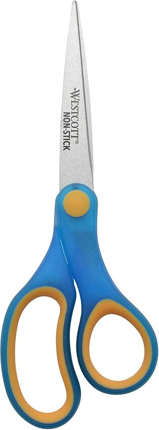 Westcott Non-Stick Student Scissors for Classroom Use, Ideal for Crafting and School Projects, Perfect for Kids Ages 12+, Back to School Supplies, 7-Inch, Assorted Colors