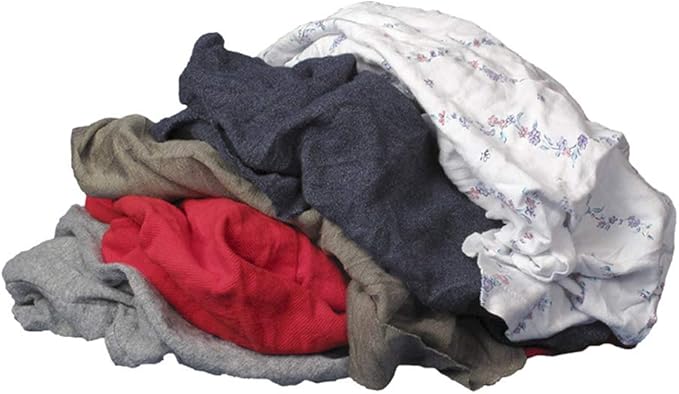 Buffalo Industries (10084PB) Recycled Multicolored T-Shirt Cloth Rags, 25 lb. bag, All-Purpose Rag for Cleaning, Paint Spills and Cleanup, Staining, Polishing, Dusting, Made from Recycled Materials