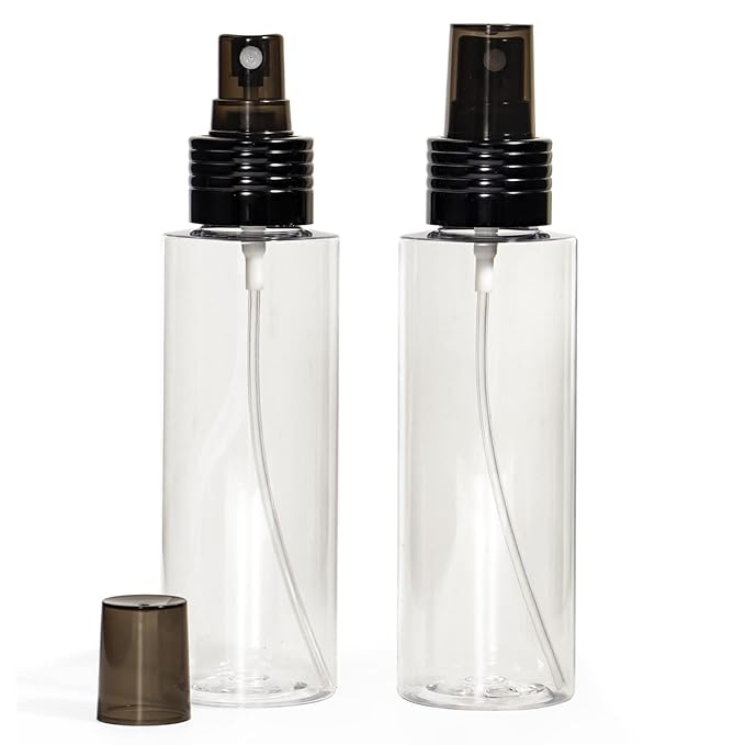 Yebeauty Empty Spray Bottles for Essential Oils, 3.4oz Refillable Clear Plastic Misting Spray Bottles Atomizer Fine Mister Spray Bottle for Beauty Products, Cleaning, Pack of 2