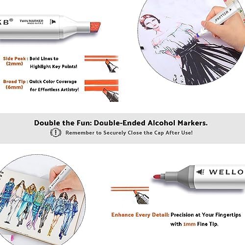 Alcohol Markers, 60 Dual Tip Permanent Art Markers for Coloring, Illustrations, and Sketching, Includes Case for Easy Storage, Alcohol, Based Ink Ideal for Book Painting and Card Making