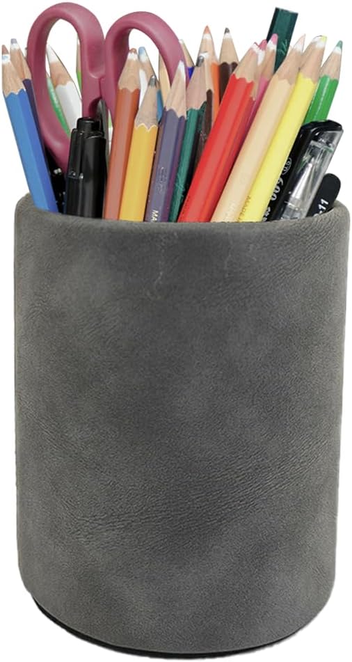 Pen Pencil Holder Cup Container Leather Desk Organizer Stand Decor Brush Scissor Holder Decoration Office Desk Home School