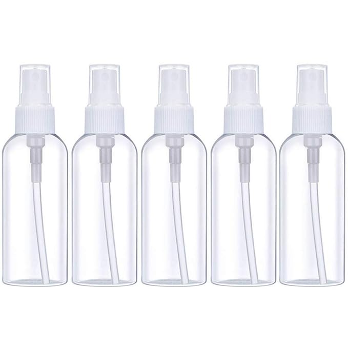 Fine Mist Spray Bottle 3.4oz/100ml Clear Travel Bottles Leak Proof for Makeup Cosmetic Containers (CLEAR)