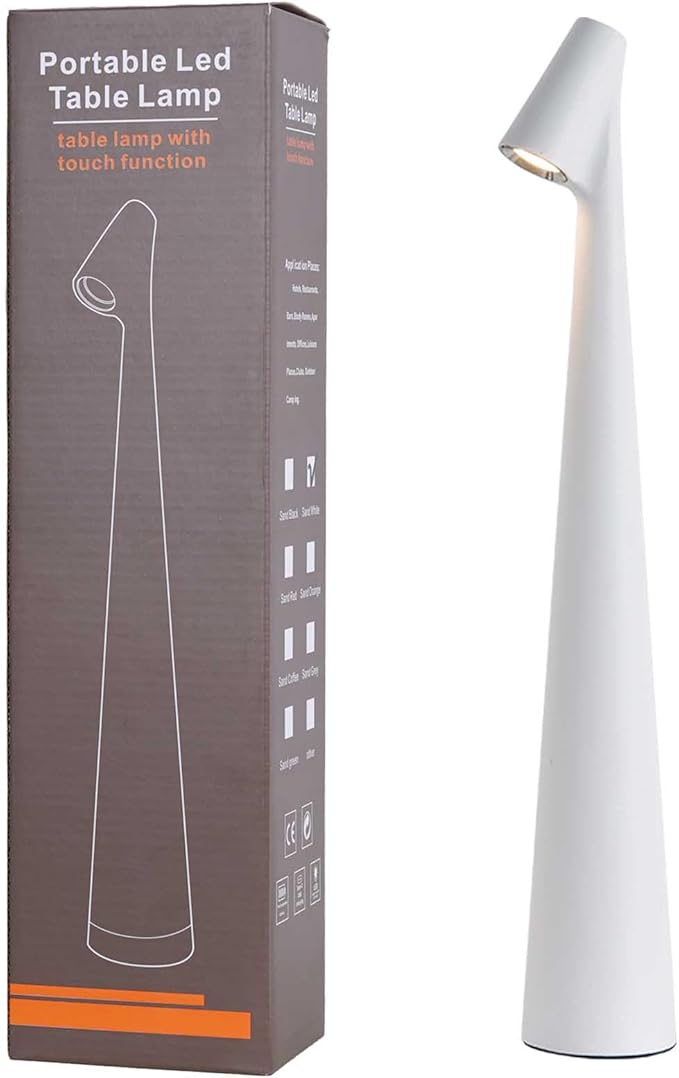 Cordless Small Table Lamps,3 Levels Brightness Portable Desk Lamp,Rechargeable Battery Lights for Outdoor, Restaurant, Bedside, Baby Night Light,Gifts(White)