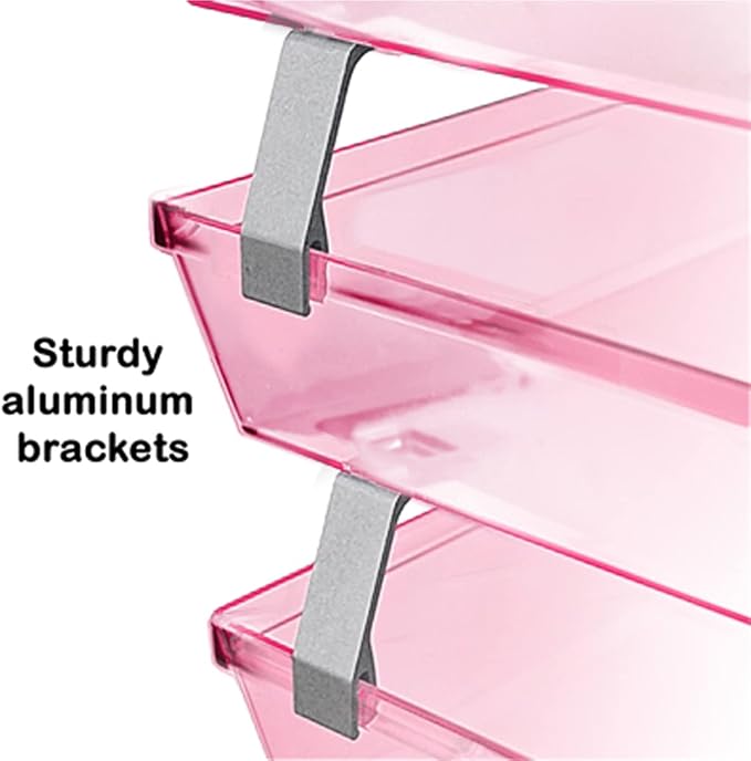 Acrimet Facility 3 Tier Letter Tray, Side Load, Letter Size/A4, Desktop File Organizer, Plastic (Clear Pink Color)