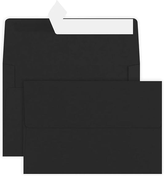 50 Pack 4x6 Envelopes, A4 Black Envelopes Self Seal for Invitation, Baby Shower, Birthday Party, Wedding, Postcards, Mailing, Greeting Cards