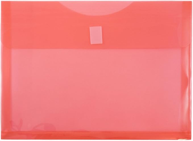 JAM PAPER Plastic Expansion Envelopes with Hook & Loop Closure - Letter Booklet - 9 3/4 x 13 with 1 Inch Expansion - Assorted Colors - 12/Pack
