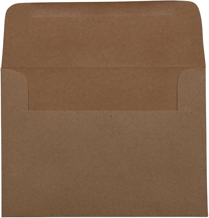 JAM PAPER A7 Premium Invitation Envelopes - 5 1/4 x 7 1/4 - Brown Kraft Paper Bag - Bulk 250/Box